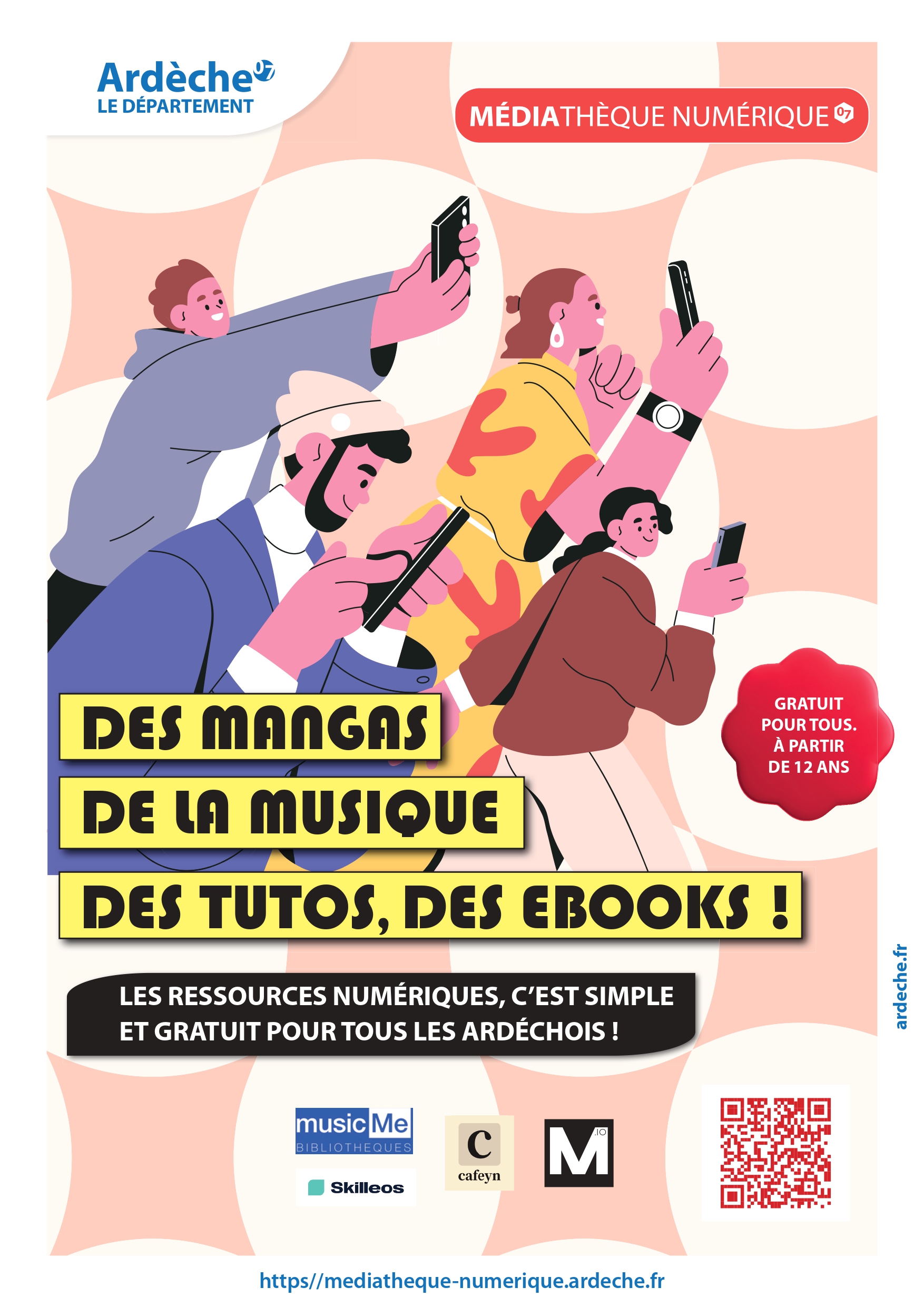 affiche montrant plusieurs jeunes accrochés à leur téléphone