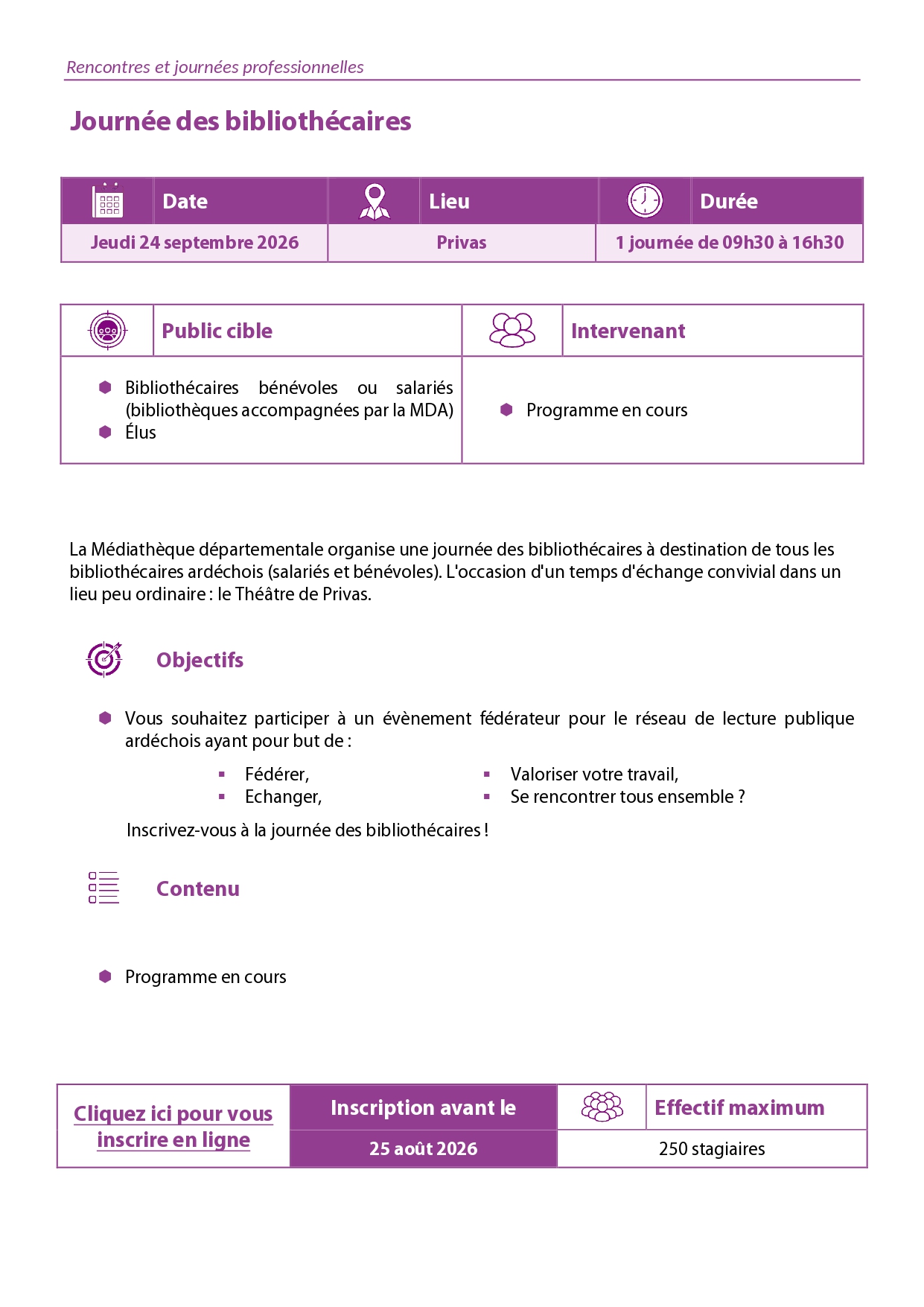 description de la journée des bibliothécaires le 24 septembre