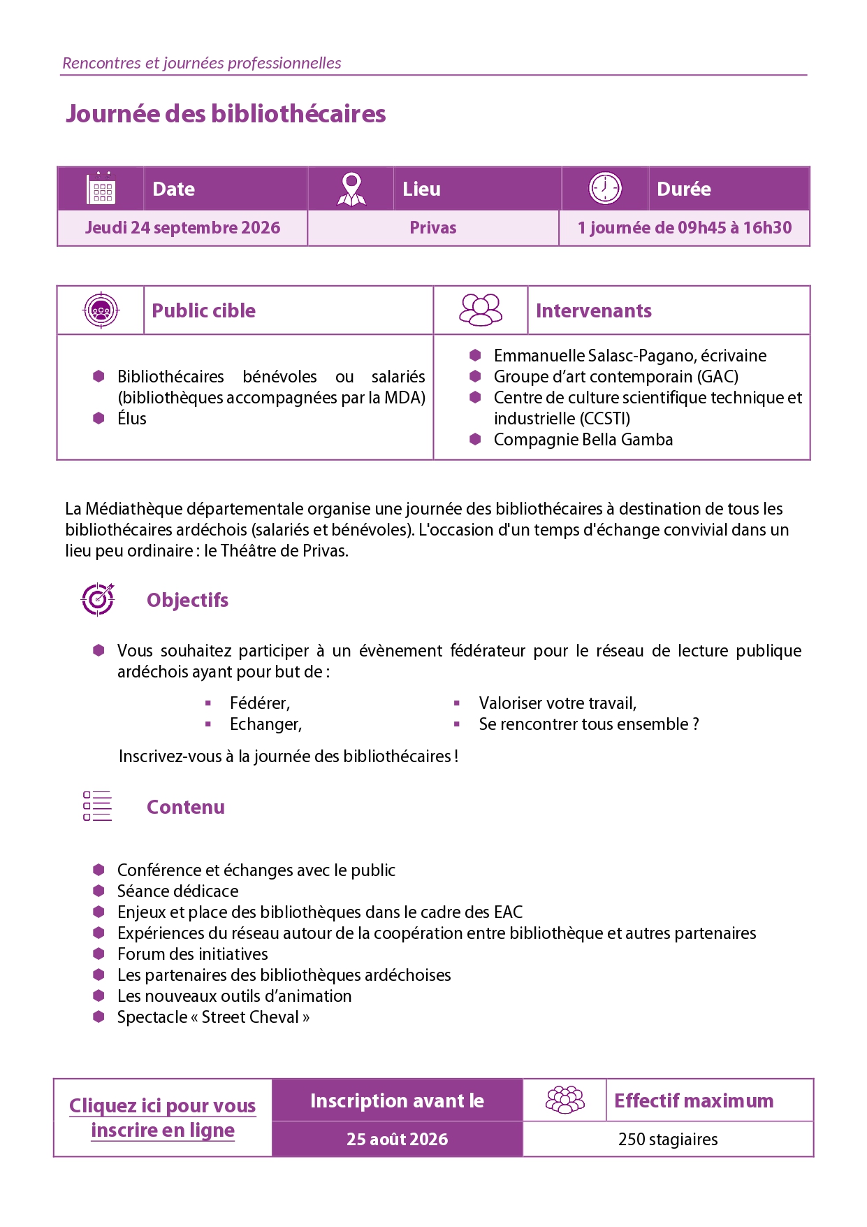 descriptif de la journée des bibliothécaires