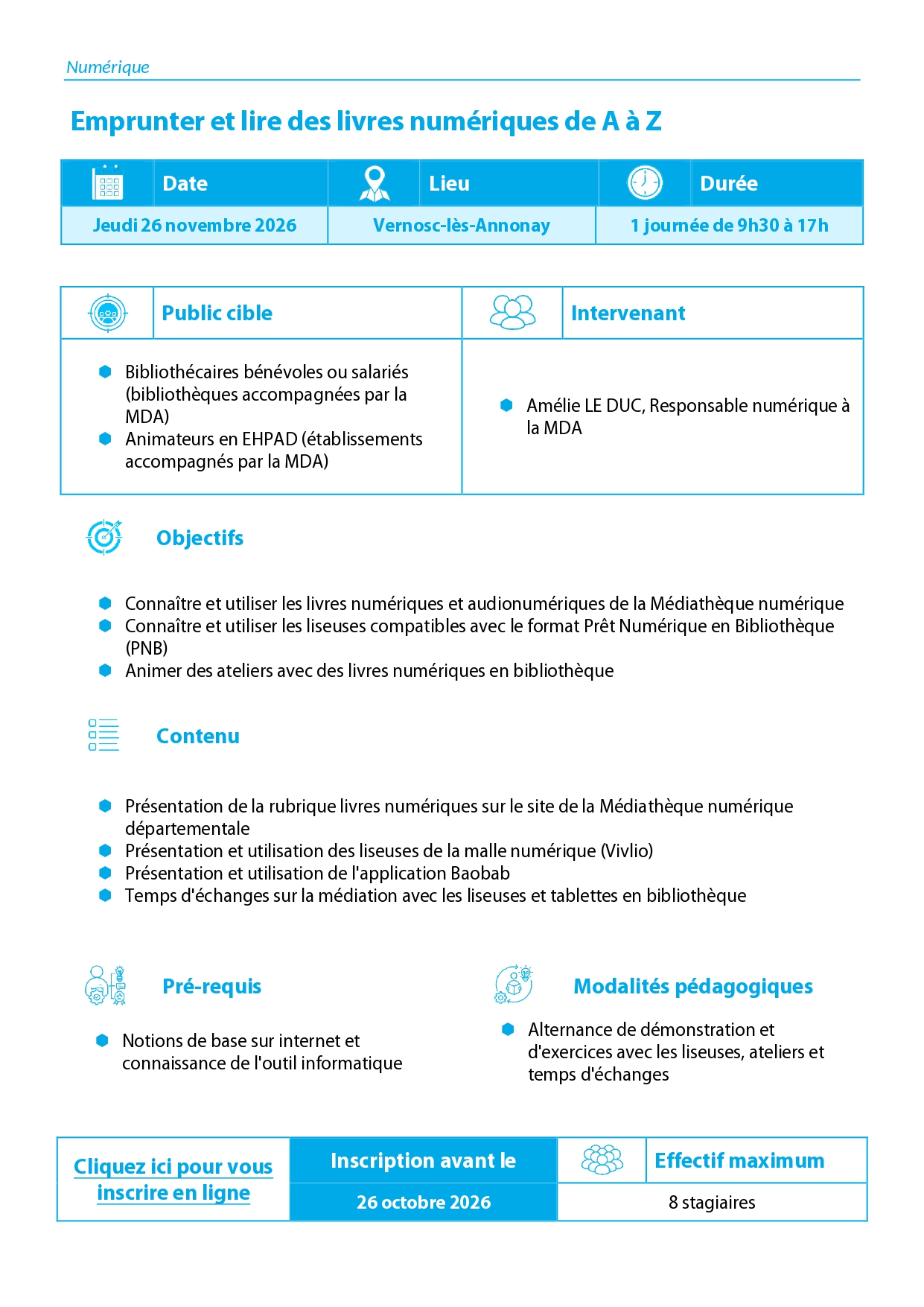 description de la formation emprunter et lire des livres numériques de A à Z