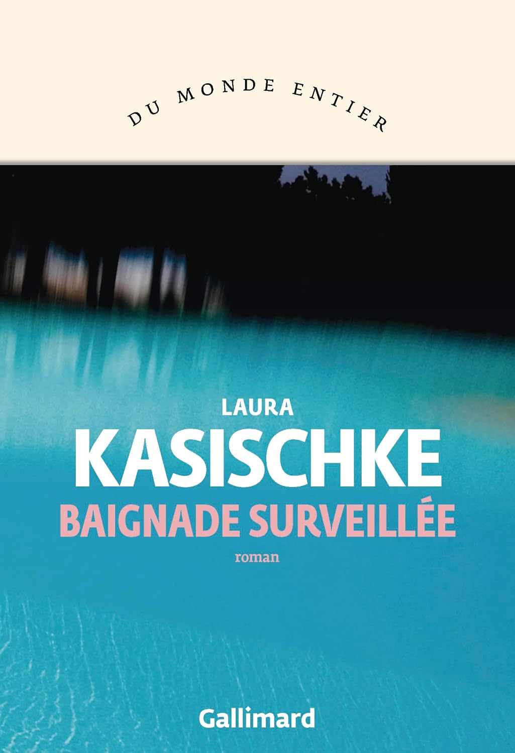 couverture du livre baignade interdite avec la photo de l'eau d'une piscine sur fond beige