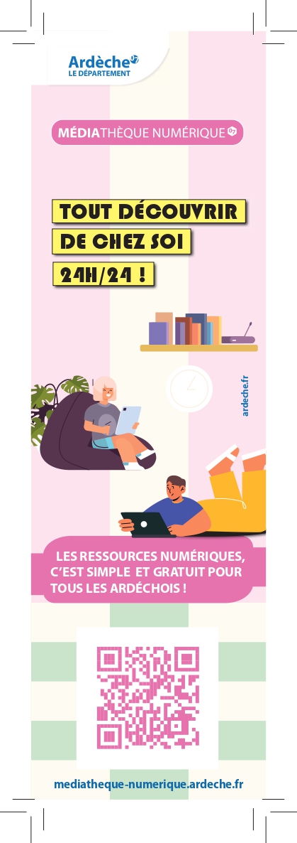 Marque page rose présentant deux personnages assis lisant