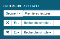 copie d'écran du filtre segment première lecture