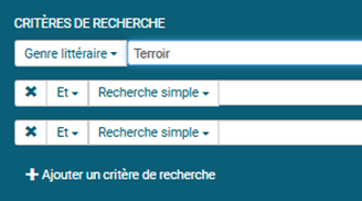 copie d'écran d'une recherche par genre terroir