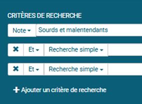 copie d'écran du formulaire avec la mention sourds et malentendants en notes