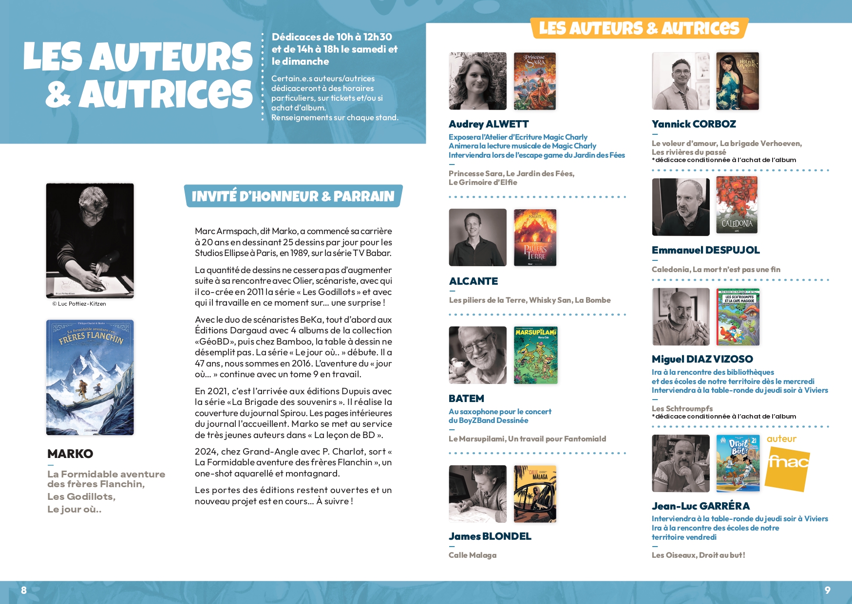 détail des auteurs invités au festival partie 1