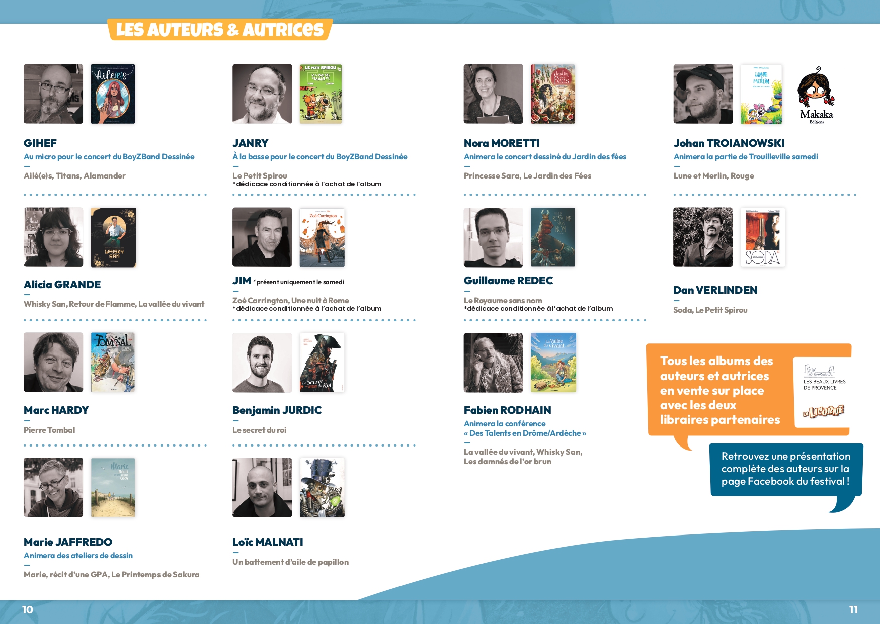 détail des auteurs invités au festival partie 2