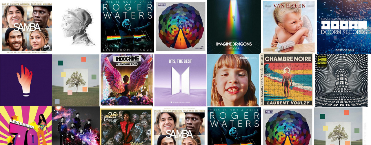 mozaique des couvertures des albums de cd dont sont issus les titres de la webradio