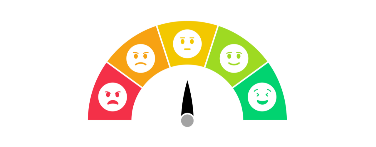 baromètre avec des smileys passant du rouge au orange et au vert