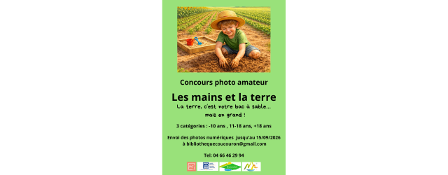 affiche sur fond vert représentant un enfant jouant dans la terre