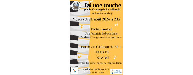 affiche jaune avec des touches de piano noires et blanches avec le texte qui reprend les éléments de l'annonce