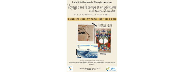 affiche sur fond beige avec tableaux d'artistes représentés