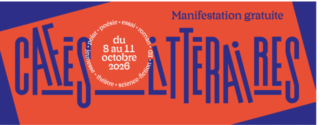 affiche sur fond orange indiquant en bleu cafés littéraires 31e édition