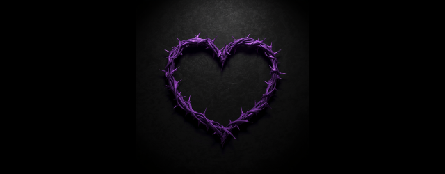 coeur d'épines violet sur un fond noir